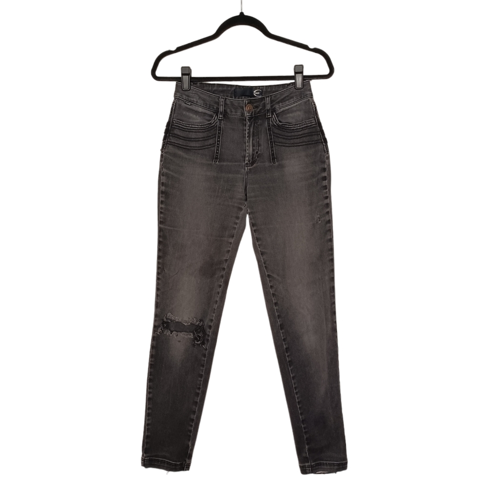 JUST CAVALLI Black Moto Skinny Distressed Jeans USA 28 (ITALIAN 42)